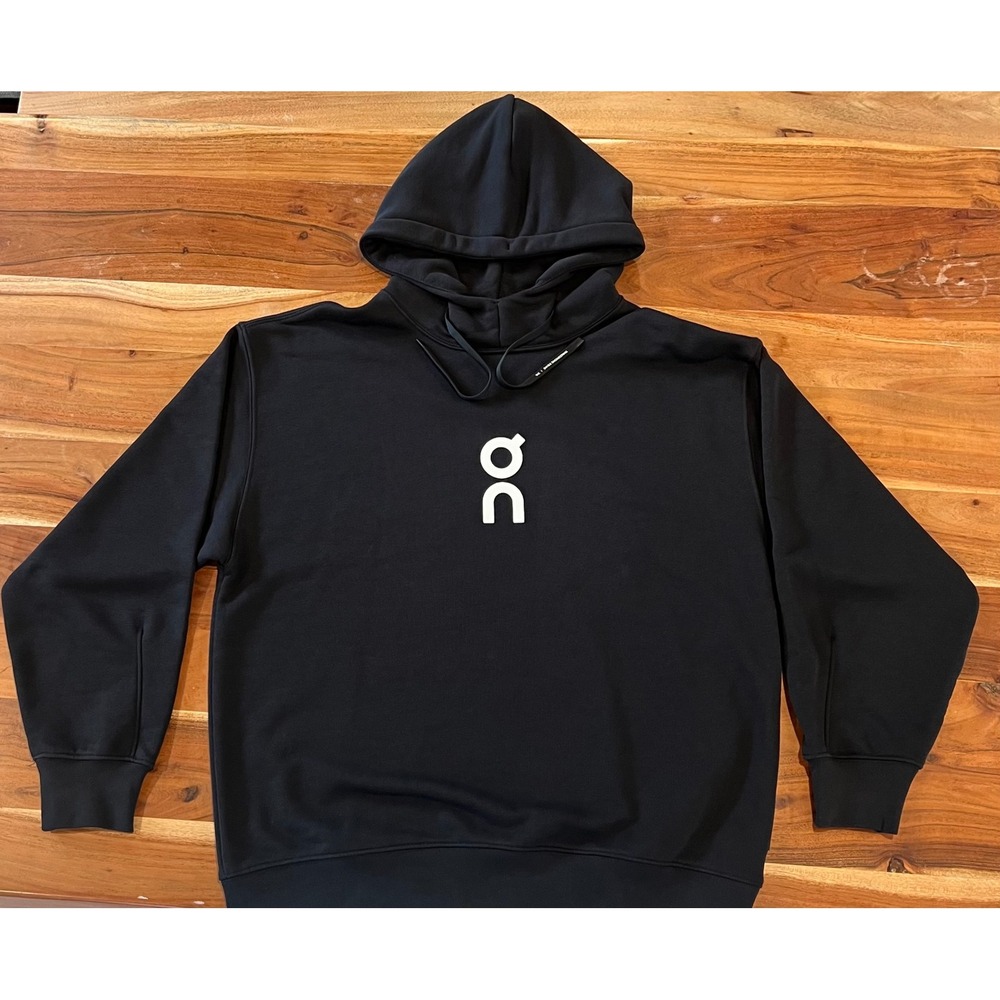 On Running Club Hoodie Mens Medium Black Swiss Engineering Pullover Sweatshirt